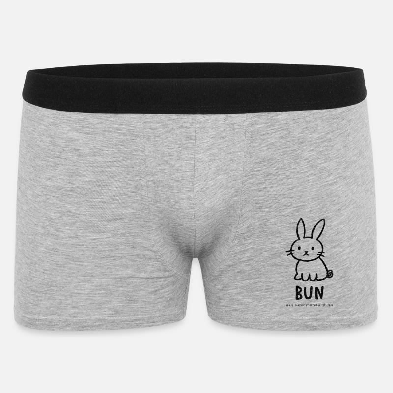 Chignon graphique naïf – Imprimé devant - Boxer Homme - gris chiné