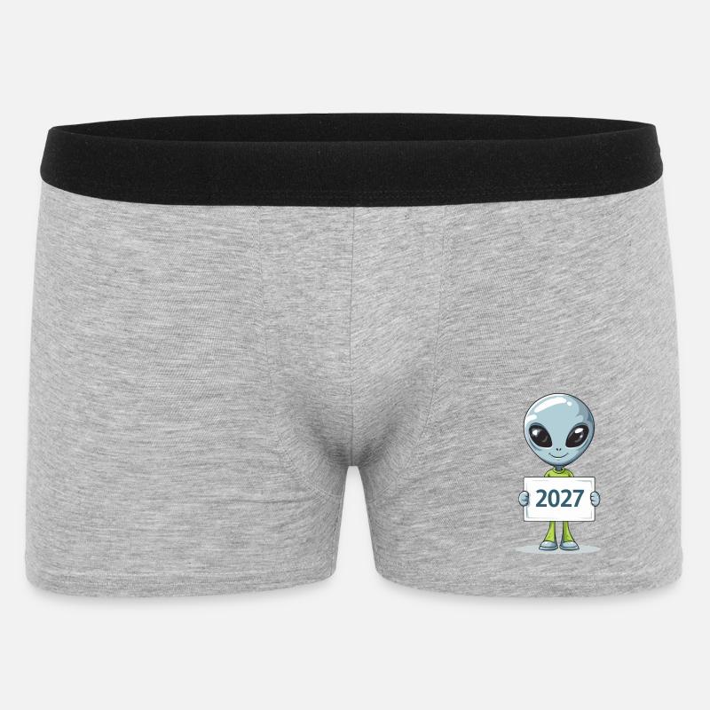kleines blaues Alien - Männer Boxer Shorts - Grau meliert
