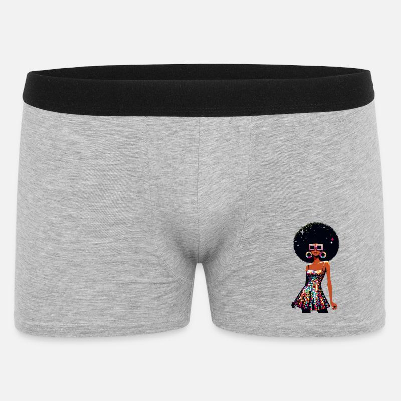 Disco Afro Glam Sequins Design - Boxer Homme - gris chiné