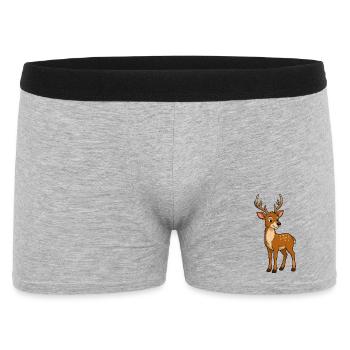Cute Deer with Antlers Cartoon - Men's Boxer Shorts - heather grey - Front