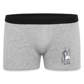 Es ist Einhorn Zeit - Männer Boxer Shorts - Grau meliert - Vorne