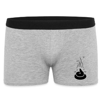 Dampfender Scheißhaufen mit Fliegen - einfärbbar - Männer Boxer Shorts - Grau meliert - Vorne