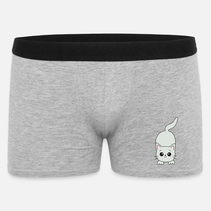 Kawaii Katze - Männer Boxer Shorts - Grau meliert