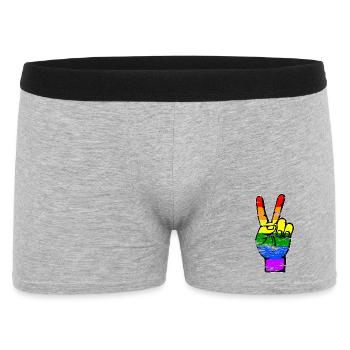 LGBT Flagge Frieden Victory Symbol used - Männer Boxer Shorts - Grau meliert - Vorne