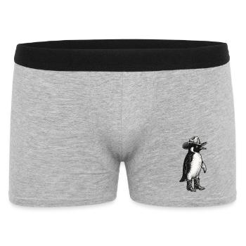 Drôle pingouin cow-boy vintage rodéo chapeau meme - Boxer Homme - gris chiné - Devant