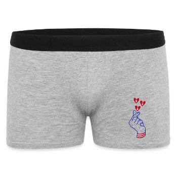 USA Love Hand – Patriotic Heart & Freedom Design - Männer Boxer Shorts - Grau meliert - Vorne