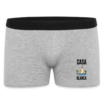 Casa Blanca – Hassan-II-Moschee-Typografie - Männer Boxer Shorts - Grau meliert - Vorne