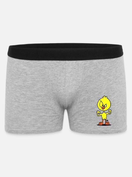 Defiant Duck Cartoon Illustration - Men's Boxer Shorts - heather grey