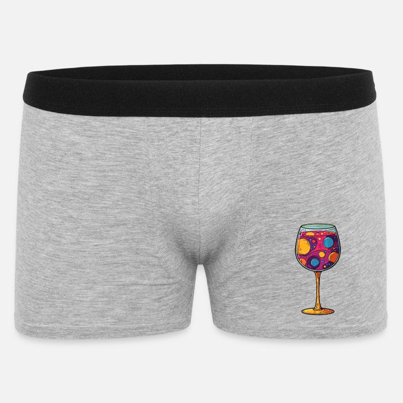 Weinglas Symbol Bunt - Männer Boxer Shorts - Grau meliert