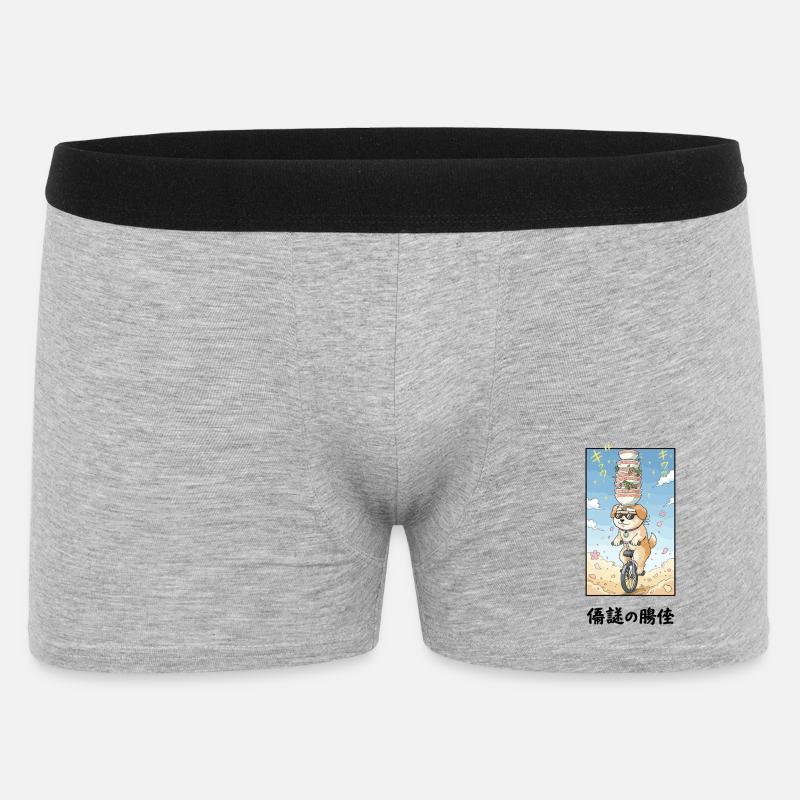 Noodle Stack Pup on Unicycle - Men's Boxer Shorts - heather grey