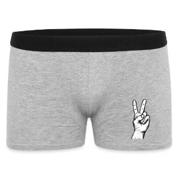 Victory hand sign on white – illustration - Men's Boxer Shorts - heather grey - Front