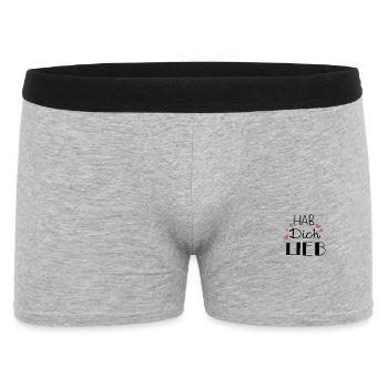 Hab dich lieb - Männer Boxer Shorts - Grau meliert - Vorne