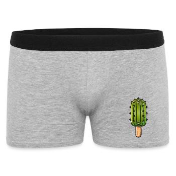 funny cactus ice cream motif in comic style is fun - Men's Boxer Shorts - heather grey - Front