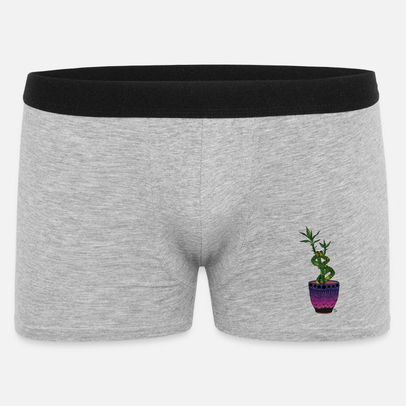 Glücksbambus im Topf - Männer Boxer Shorts - Grau meliert