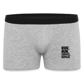 Ride. Run. Coffee. Repeat. – Motivation for sports - Men's Boxer Shorts - heather grey - Front