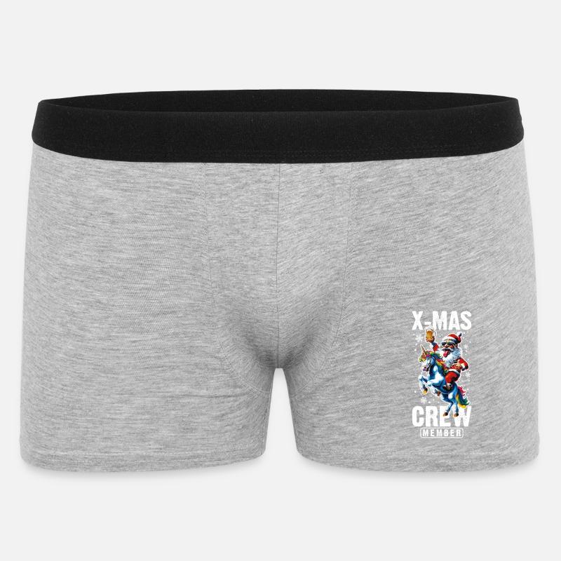 Weihnachts Crew Weihnachtsmann Einhorn - Männer Boxer Shorts - Grau meliert