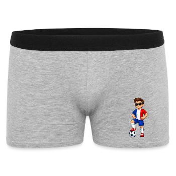 Fußball Junge Frankreich Fan Französische Flagge - Männer Boxer Shorts - Grau meliert - Vorne