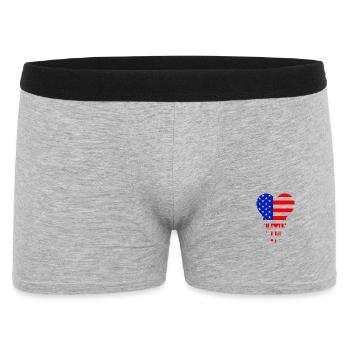 Cœur Drapeau Américain Bleu Rouge - Boxer Homme - gris chiné - Devant
