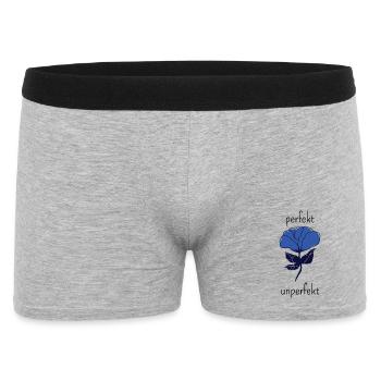 Blaues Rosensilhouette-Design - Männer Boxer Shorts - Grau meliert - Vorne