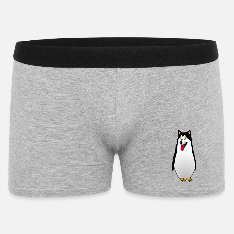 Hund oder Pinguin? - Männer Boxer Shorts - Grau meliert