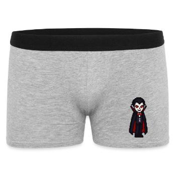 Vampirischer Cartoon Look mit Cape - Männer Boxer Shorts - Grau meliert - Vorne
