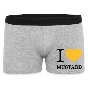 I LOVE MUSTARD Senf Wurst - Männer Boxer Shorts - Grau meliert - Vorne