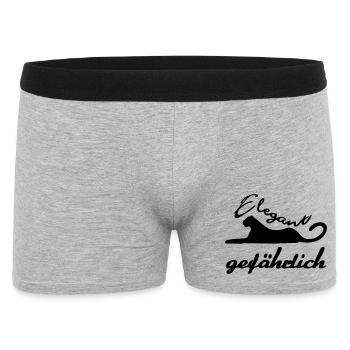 Elegant gefährlich Katze wild lustig Geschenk - Männer Boxer Shorts - Grau meliert - Vorne