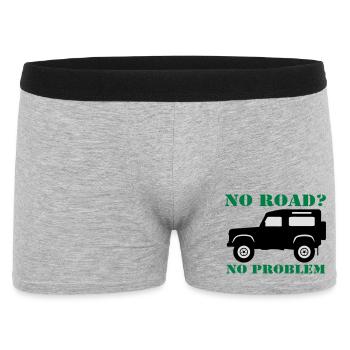 Offroad ,Geländewagen , 4x4 Fun , No Road (25) - Männer Boxer Shorts - Grau meliert - Vorne