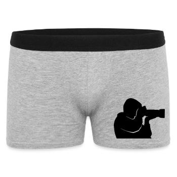 Fotograf - Paparazzi - Logo - Männer Boxer Shorts - Grau meliert - Vorne
