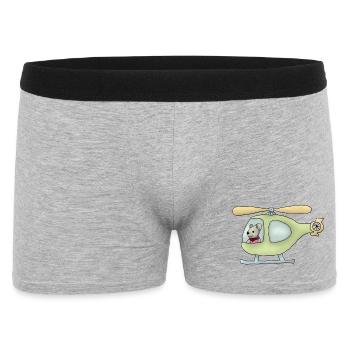 Maus im Hubschrauber - Männer Boxer Shorts - Grau meliert - Vorne