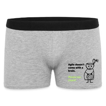 Agile doesn't come with a brain - please use yours - Männer Boxer Shorts - Grau meliert - Vorne