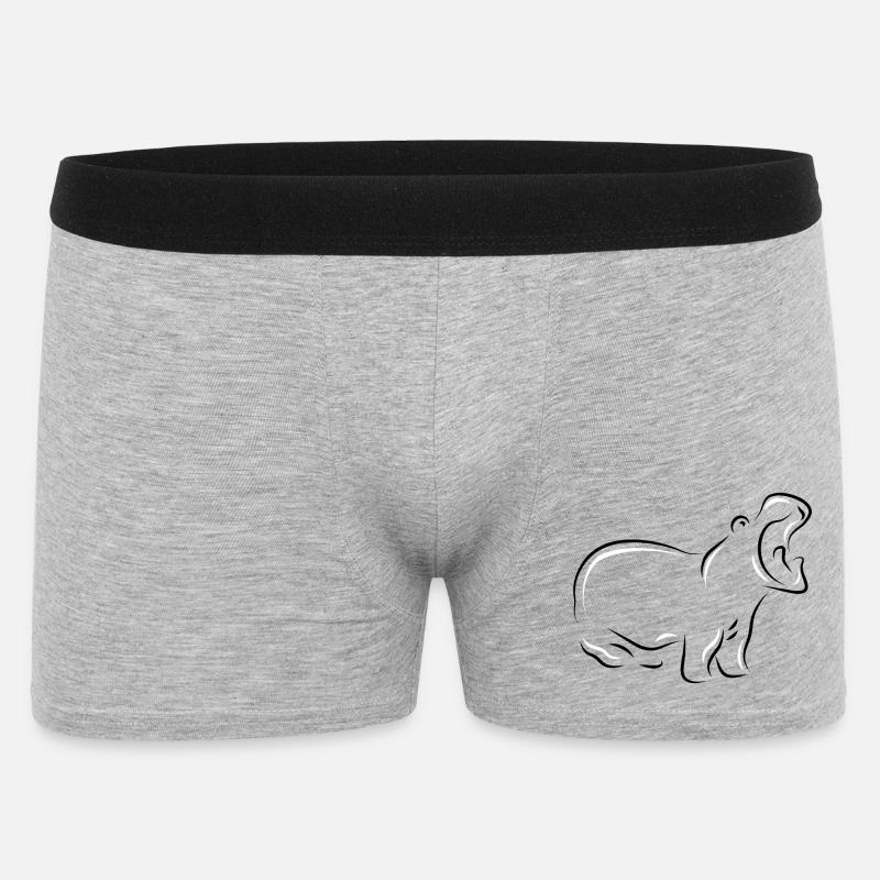 Nilpferd - Nilpferd mit offenem Schnabel in der Wildnis - Männer Boxer Shorts - Grau meliert