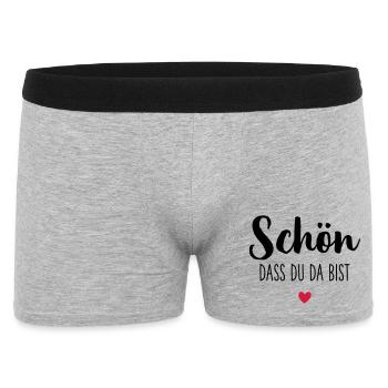 Schön dass du da bist Herz - Männer Boxer Shorts - Grau meliert - Vorne