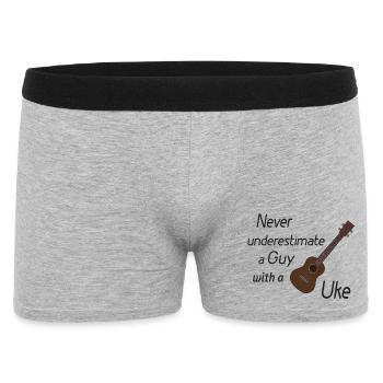 Never underestimate a guy with a Uke! black - Men's Boxer Shorts - heather grey - Front