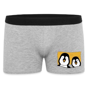 2 pingouins au lit - Boxer Homme - gris chiné - Devant