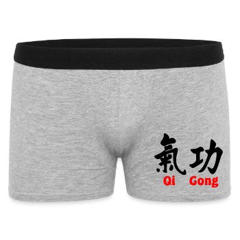 QI gong avec texte horizontal avec texte rouge - Boxer Homme - gris chiné - Devant