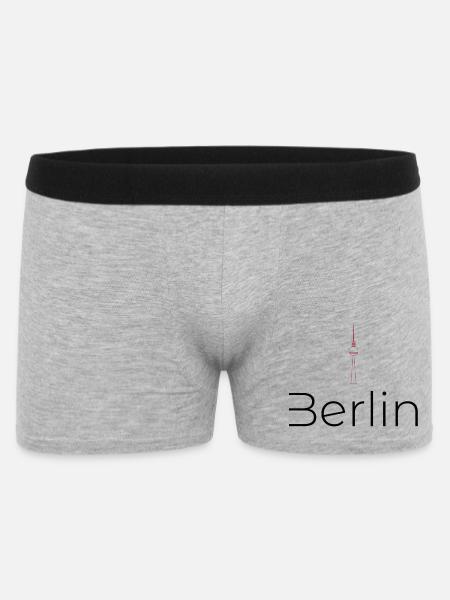 Berliner Fernsehturm Silhouette - Männer Boxer Shorts - Grau meliert