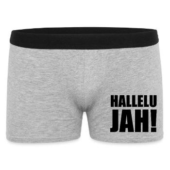 Hallelu Jah schwarz - Männer Boxer Shorts - Grau meliert - Vorne