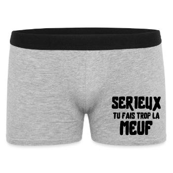 meuf, cité, femme humour - Boxer Homme - gris chiné - Devant