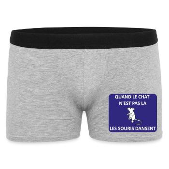 Wenn die Katze weg ist, spielen die Mäuse - Männer Boxer Shorts - Grau meliert - Vorne