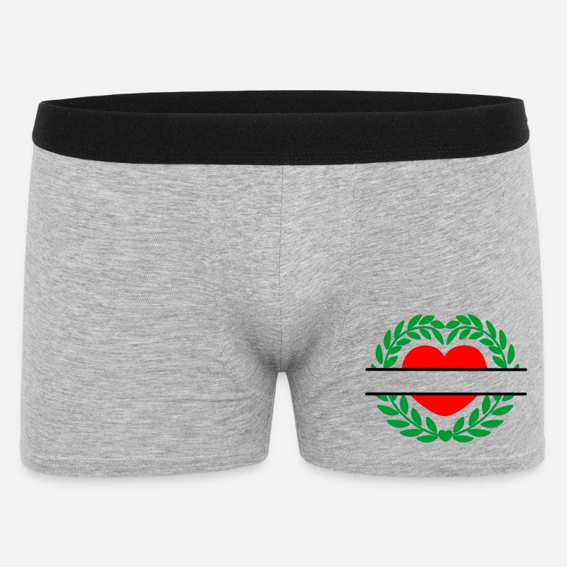 Lorbeerkranz Rot Herzform - Männer Boxer Shorts - Grau meliert