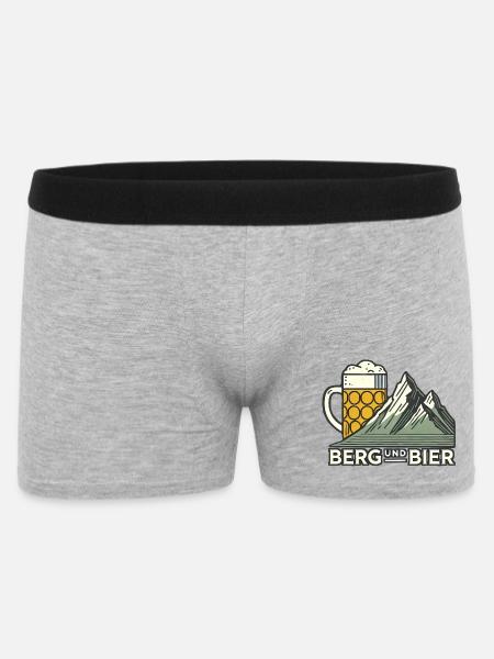 Berg und Bier V1 - Männer Boxer Shorts - Grau meliert