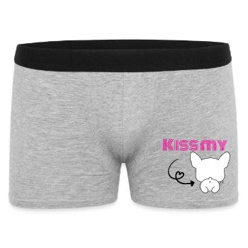 Kiss my Bulldog - Französischer Frechdachs - Männer Boxer Shorts - Grau meliert - Vorne