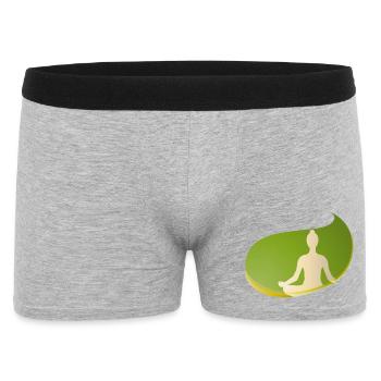 Yoga silhouette in green teardrop shape – Zen Design - Men's Boxer Shorts - heather grey - Front