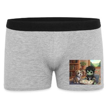 Cute fantasy book friend with dog - Men's Boxer Shorts - heather grey - Front