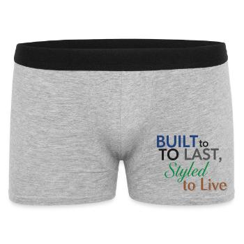 Gebaut für die Ewigkeit, gestylt, um zu leben Zitat - Männer Boxer Shorts - Grau meliert - Vorne