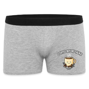 Kaffee vor dem Talkie süße Kawaii Kaffeetasse - Männer Boxer Shorts - Grau meliert - Vorne