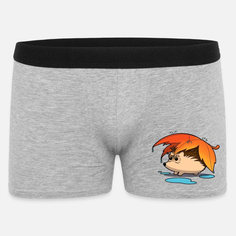Igel unter Laubschirm - Männer Boxer Shorts - Grau meliert