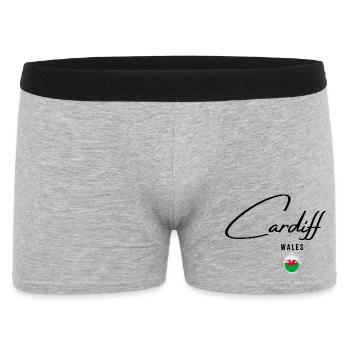 Elegantes Design Cardiff, walisischer Stolz - Männer Boxer Shorts - Grau meliert - Vorne