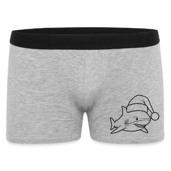 Christmas Shark Cartoon Illustration - Men's Boxer Shorts - heather grey - Front